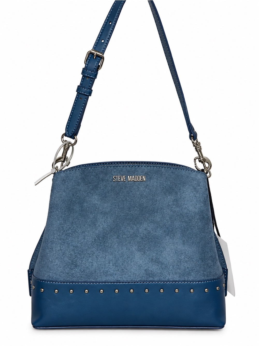 Steve Madden Blue Suede and Leather Studded Crossbody Bag